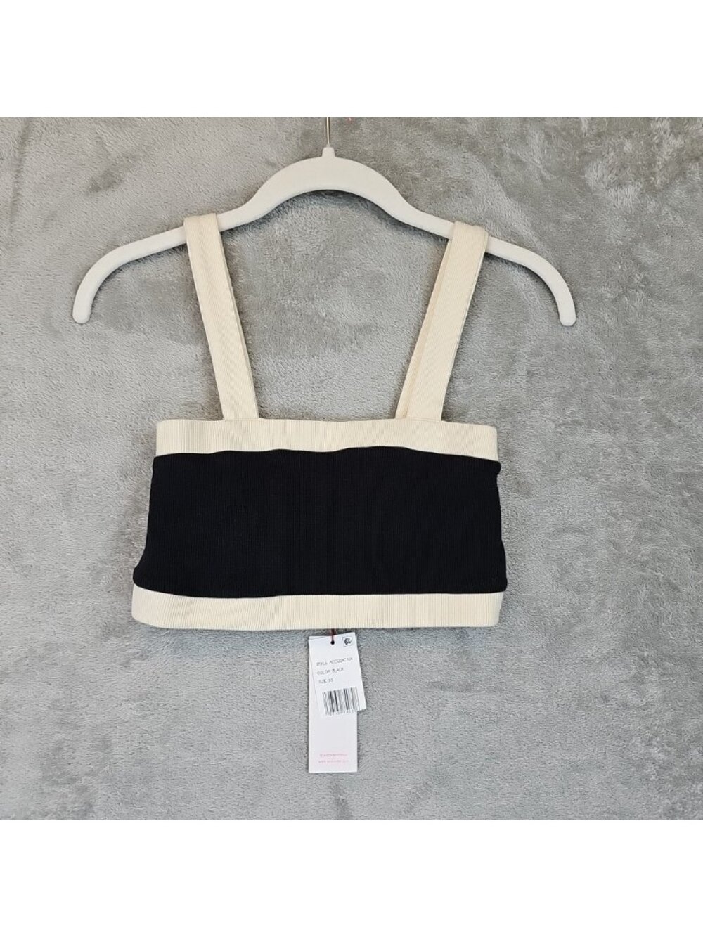 Red Carter Tank Top Womens XS Black Square Neck Colorblock Knit Cropped Stretch